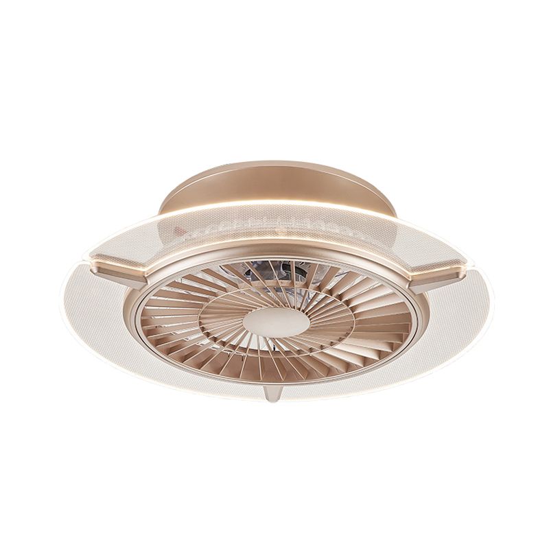 Éclairage de ventilateur de plafond en or / argent modernisme modernisme rond / hexagone semi-mmount pour le salon, 23,5 "de large