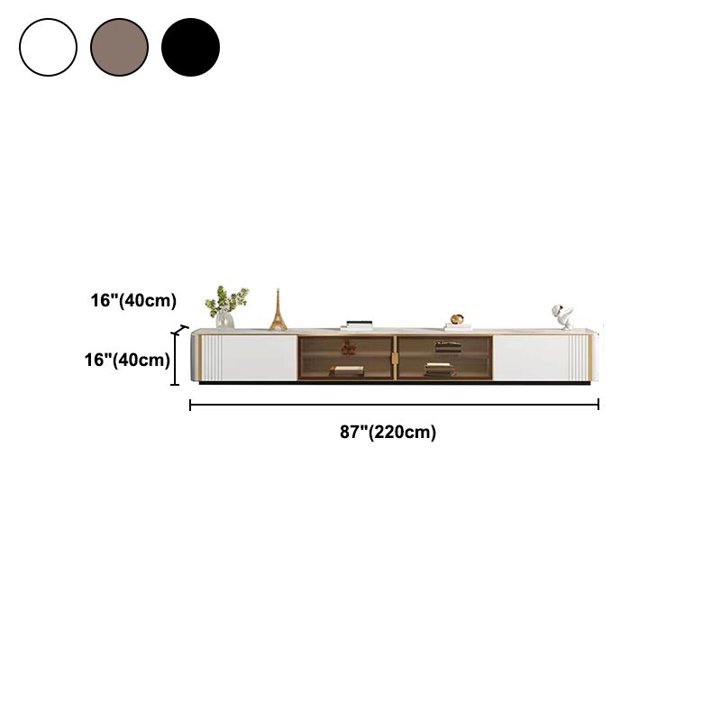 16" D Modern TV Stand Closed Storage Slate TV Console with Glass Door