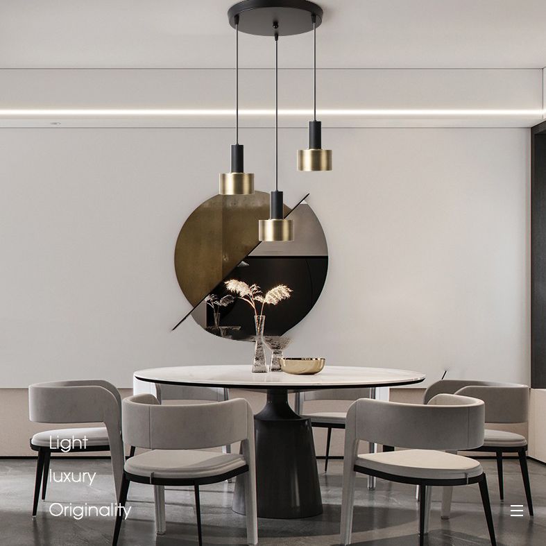 Brass Torchlight Shaped Pendant Lamp Postmodern Metal Hanging Light for Dining Room