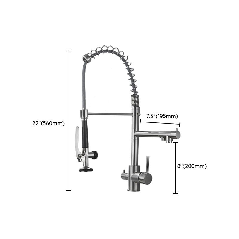 Swivel Spout Kitchen Sink Faucet Spring Spout with Pull Out Sprayer