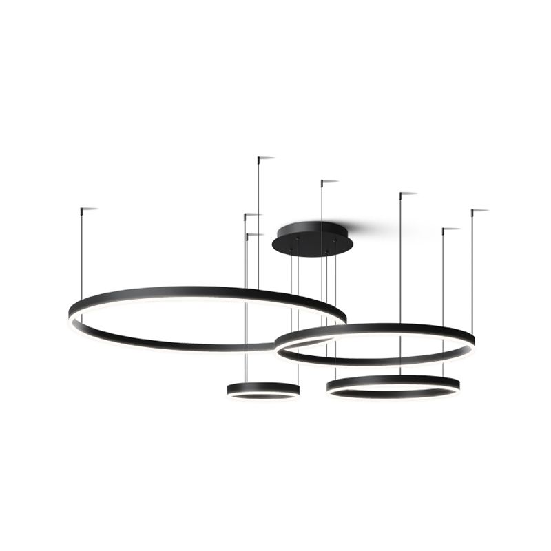 Orbicular Shade Chandelier Lights Modern Metal Chandelier Lighting Fixtures in Black