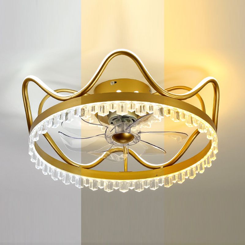 Modern Colorful Fan Light Metal Crown Shape LED Flush Mount Light for Bedroom