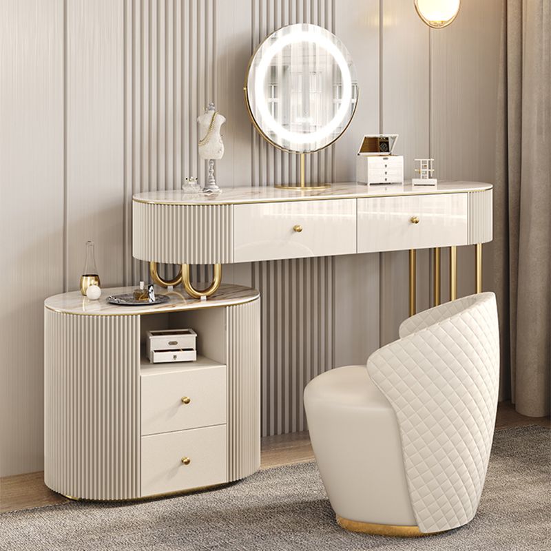 30.7" Tall Dressing Table Set with 4 Drawers Vanity in White