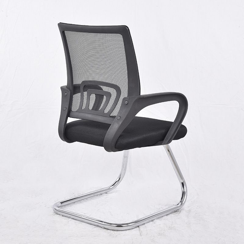 Middle Back Office Chair with Mesh and Sponge Cushion Fixed Arm Chair