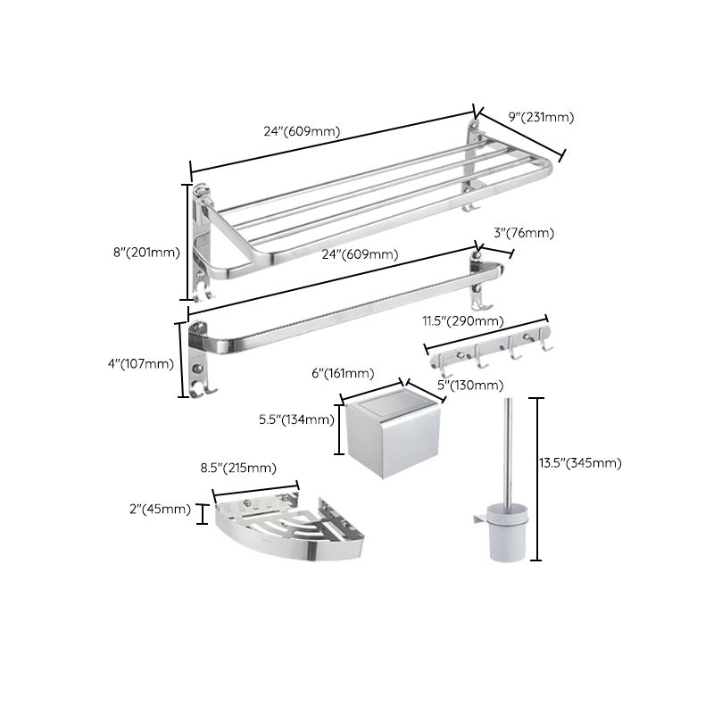 Modern Stainless Steel Bathroom Accessory Kit Towel Bar Paper Holder Bath Hardware Set