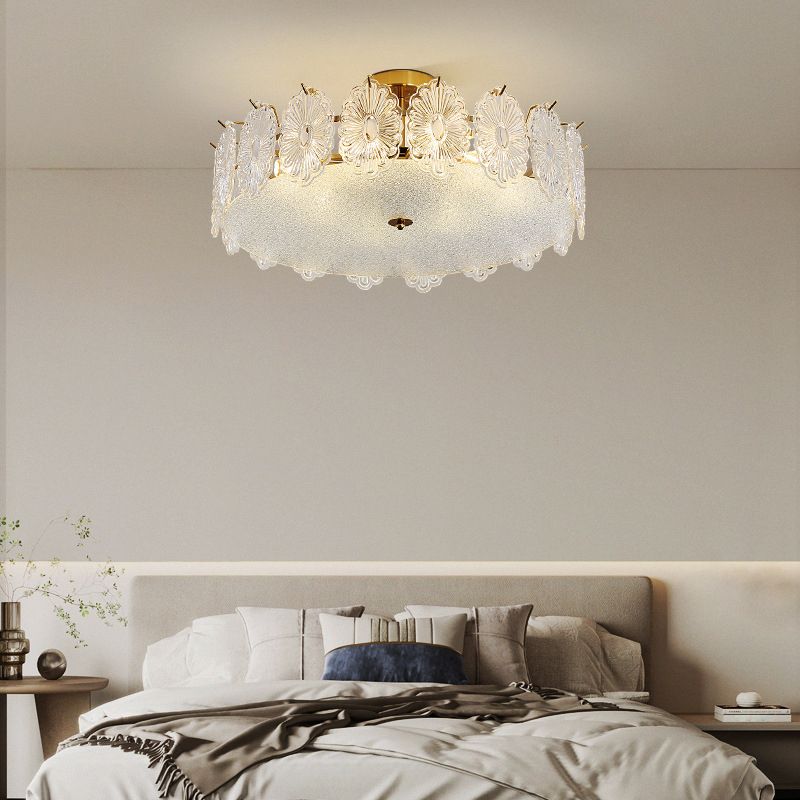 Nordic Glass Ceiling Light Household Flush Mount Light Fixture for Bedroom