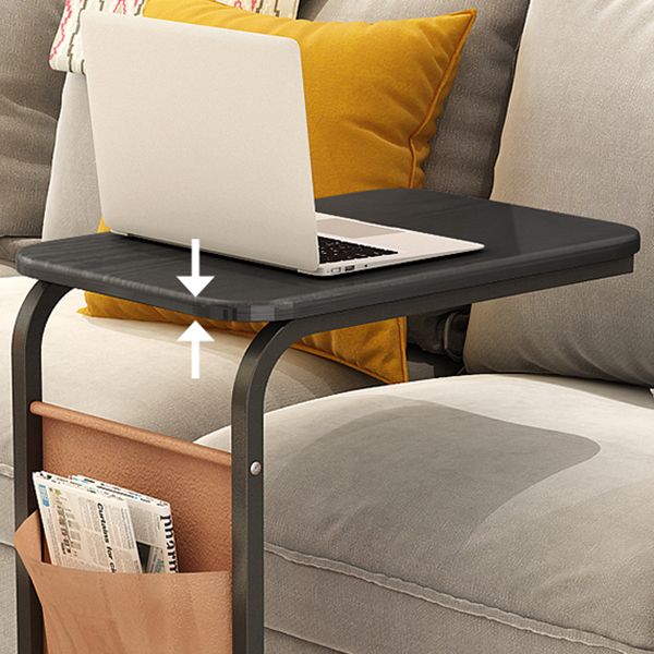 Wooden and Metal Night Table Modern Minimalist Open Bedside Table with Casters