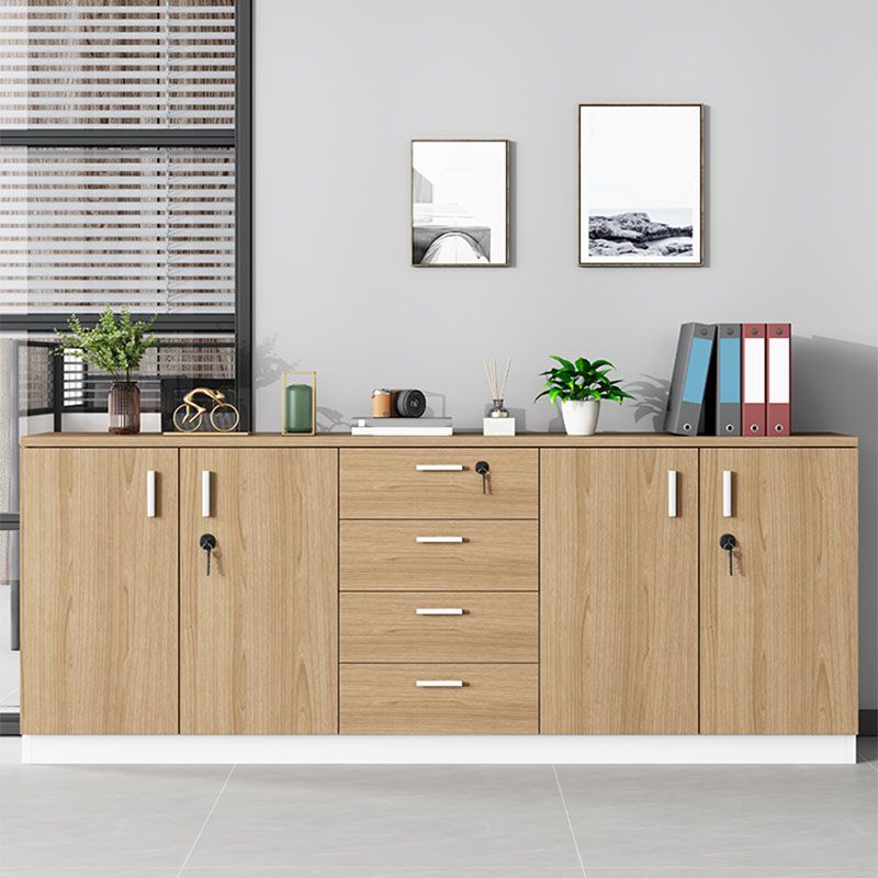 Modern Brown Engineered Wood File Cabinet with Lock Storage for Home Office