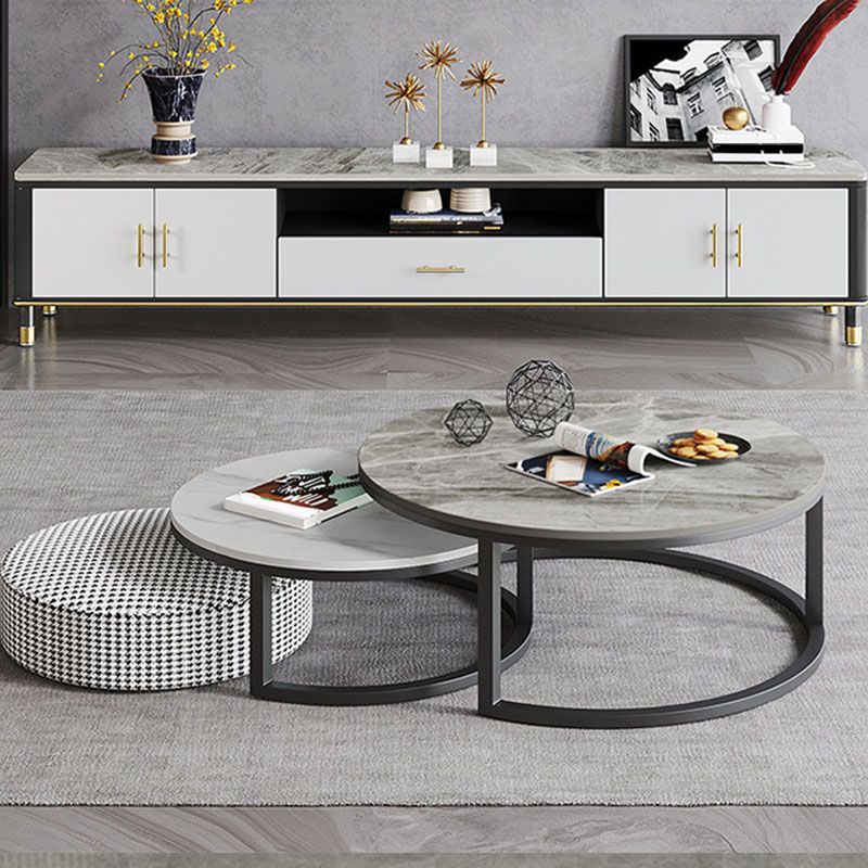 Contemporary TV Media Stand Stone Media Console for Living Room