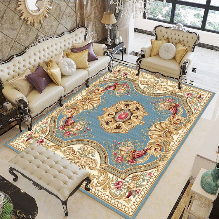 Multicolor Vintage Rug Polypropylene Geometric Area Rug Anti-Slip Backing Washable Carpet for Room