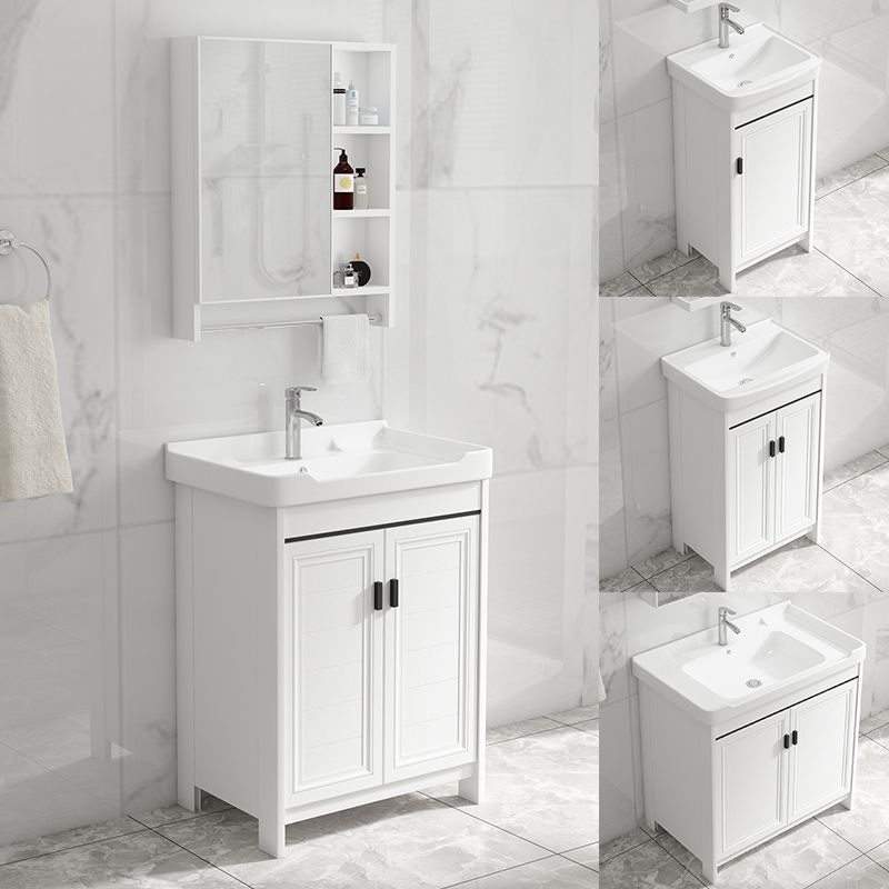 Bathroom Vanity Set Free Standing White Drawer Faucet Vanity with Mirror