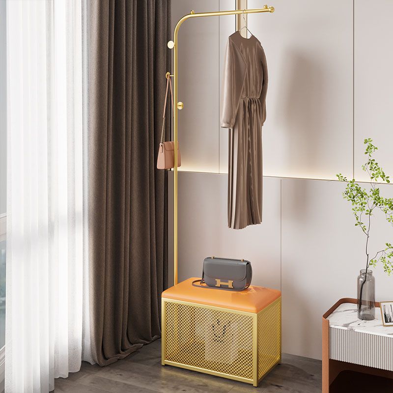 Modern Style Coat Rack Standing Hooks Design Metallic Coat Rack with Storage Box