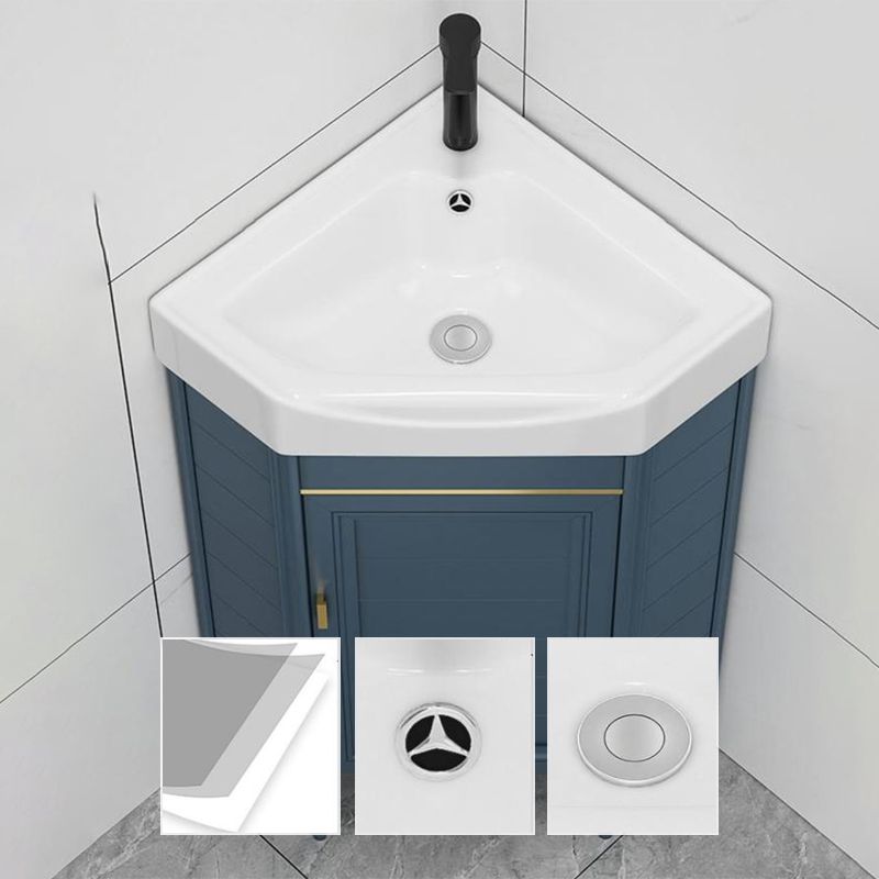 Gorgeous Sink Cabinet Blue Tone Free-standing Corner Bathroom Vanity