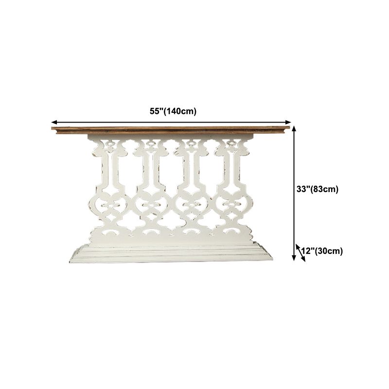 French Country Console Table Pedestal Rectangle Distressed Solid Wood Console