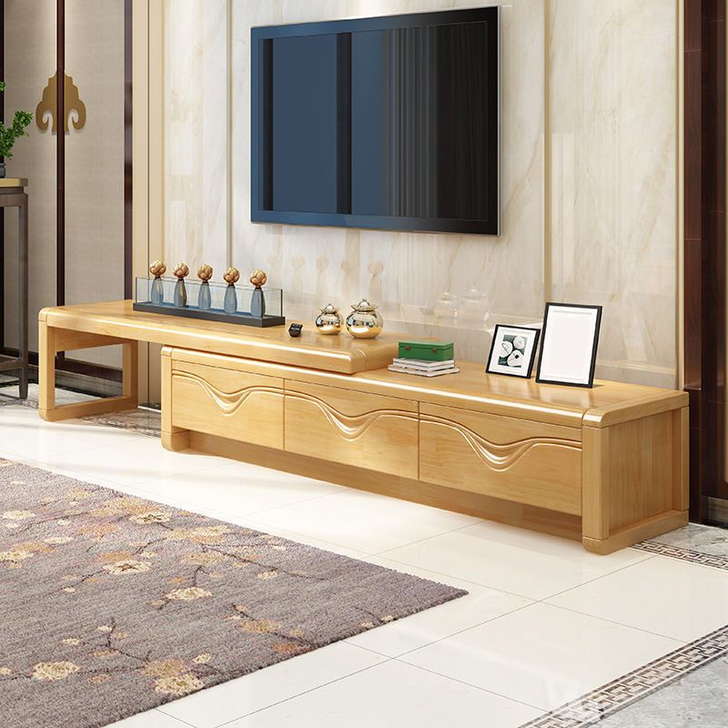 Solid Wood Media Console Traditional TV Stand Console with Drawers