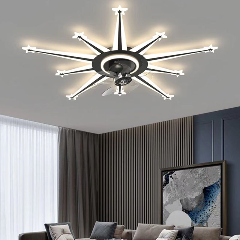 7-Blade LED Fan with Light Contemporary Golden/Black Ceiling Fan for Home