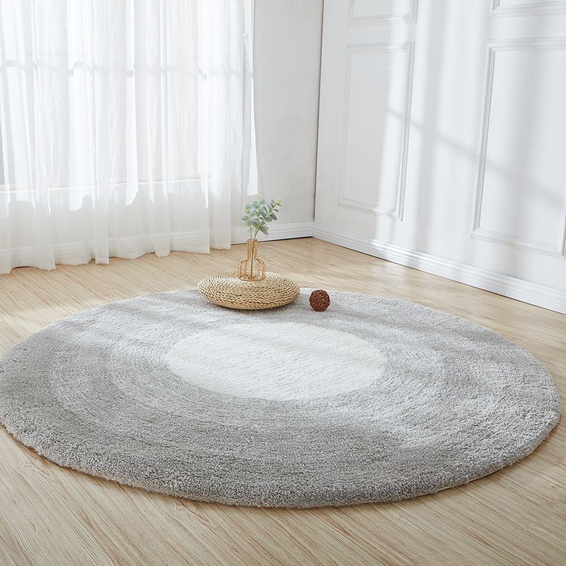 Round Ombre Pattern Carpet Polyester Modern Rug Stain Resistant Shag Indoor Rug for Living Room