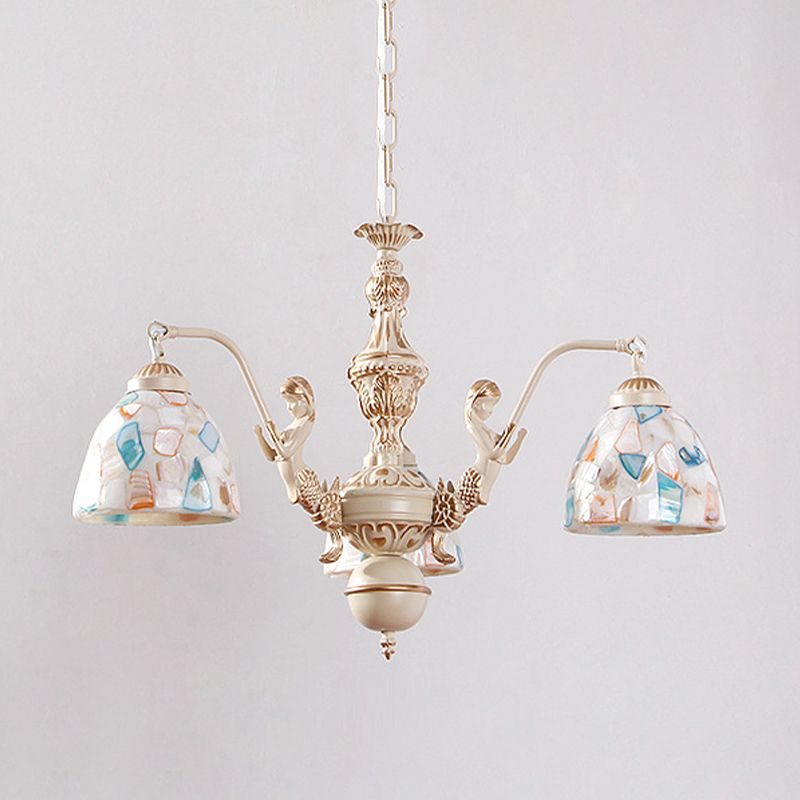 Chandelier suspendu en mosaïque Baroque Shell Shell 5/9/11 Lumières Blanc Pendante Light Kit pour la cuisine