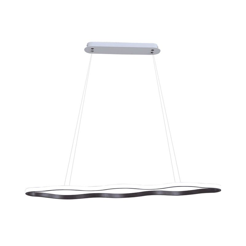 Luce a soffitto appeso ad onda Caffè acrilico moderno 23,5 "/36,5"/47 "Luce sospesa a LED larga in luce calda/bianca