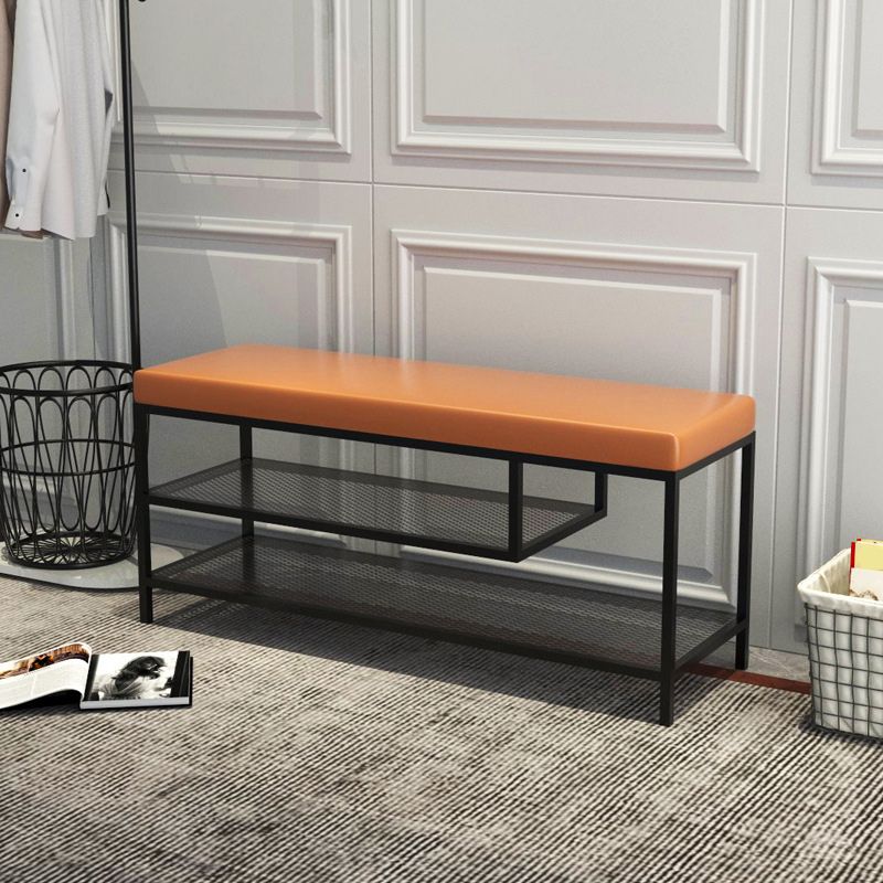 12.6" Wide Upholstered Entryway Bench with Storage Bench with Metal Legs