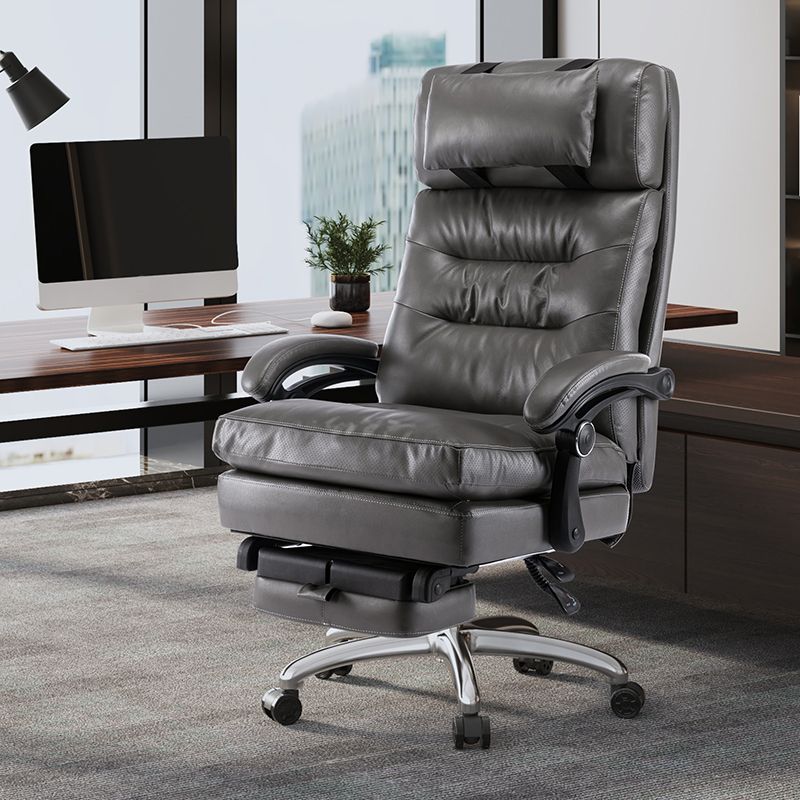 Modern Height Adjustable Task Chair Leather Office Chair with Wheels