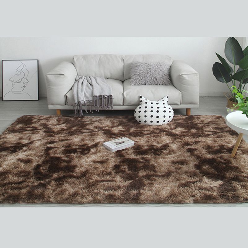 Simple Shag Living Room Rug Stylish Tie-dyed Area Carpet Polyester Anti-Slip Backing Indoor Carpet