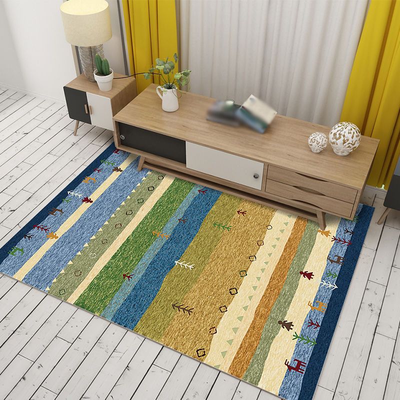 Boho-Chic Couleur mélangée Tapis de décoration de la maison Home Area Polyester avec tapis de support sans glissement