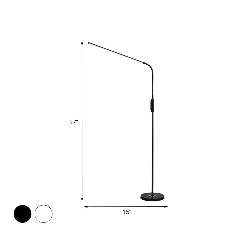 Einstellbare metallische lineare stehende Lampe modernistische Schwarz/Weiß -LED -Lesen Leslicht mit Schalter