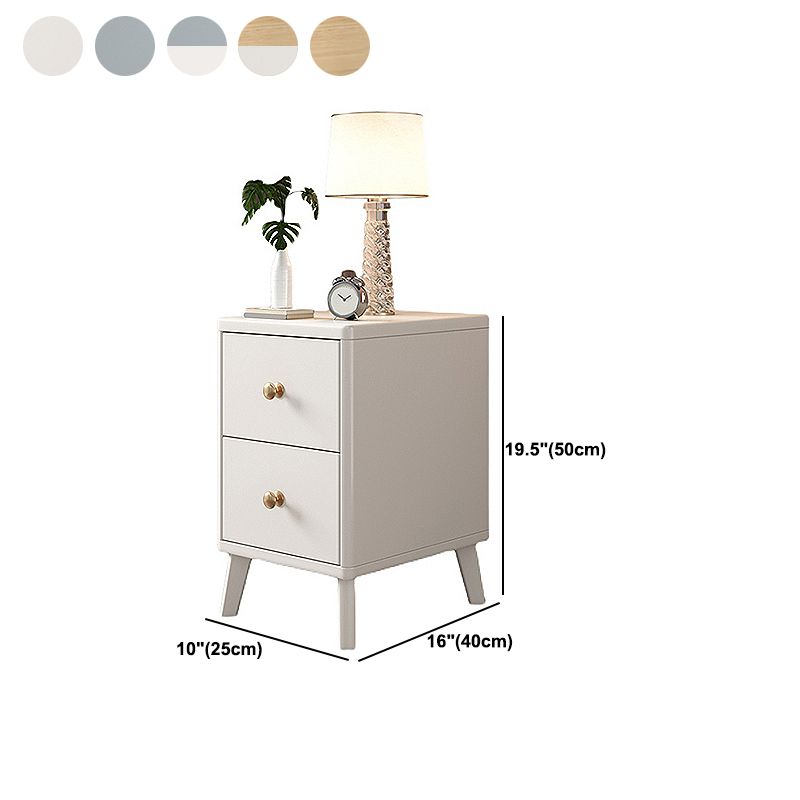 Solid Wood Nightstand Modern 2-Drawer Storage 20 Inch H Night Table with Legs