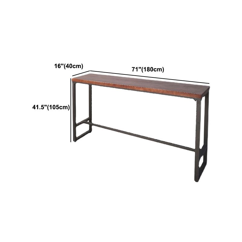 Industrial Trestle Wood Bar Wine Table Rectangle Bar Height Cocktail Table in Brown