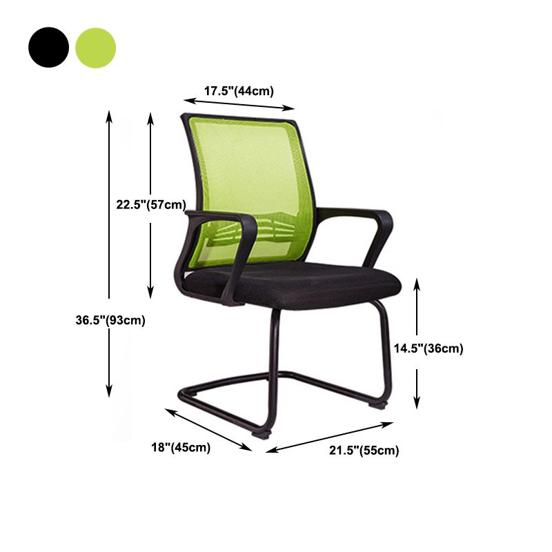 Contemporary Arm Chair Green Fixed Arms Adjustable Lumbar Support Office Chair