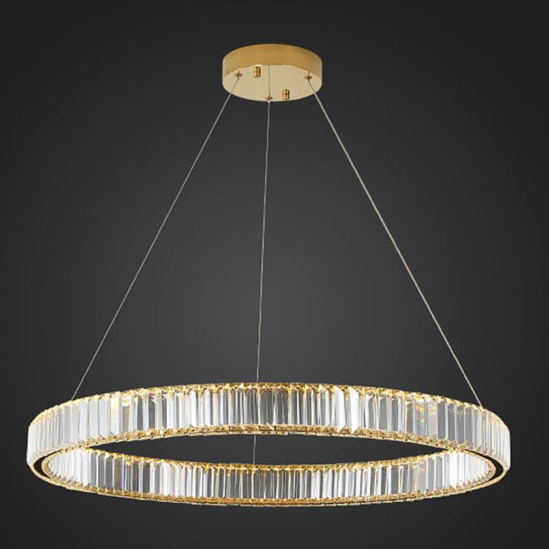 Éclairage d'éclairage de lustre en cercle LED MINIMALM LED CRISTAL PENDANT ÉCLAIRAGE