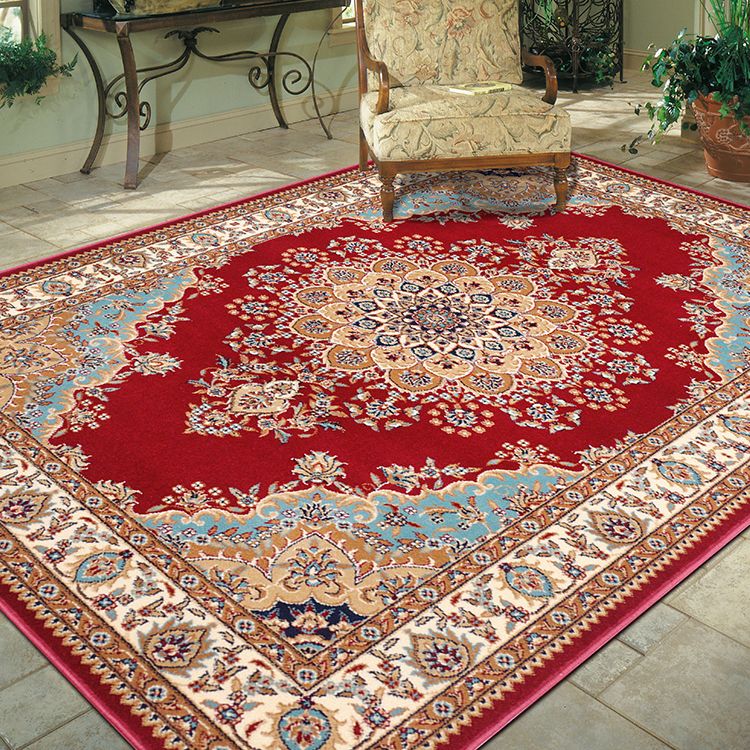 Tapis imprimé floral de luxe Multicolor Polyester Area Tapis tapis de support sans glissement pour le salon