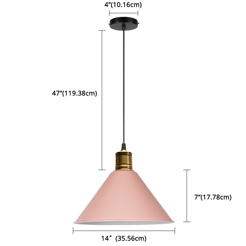 Metaal taps toelopend hangende licht Noordse moderne stijl 1 lichte restaurant plafond hanglamp