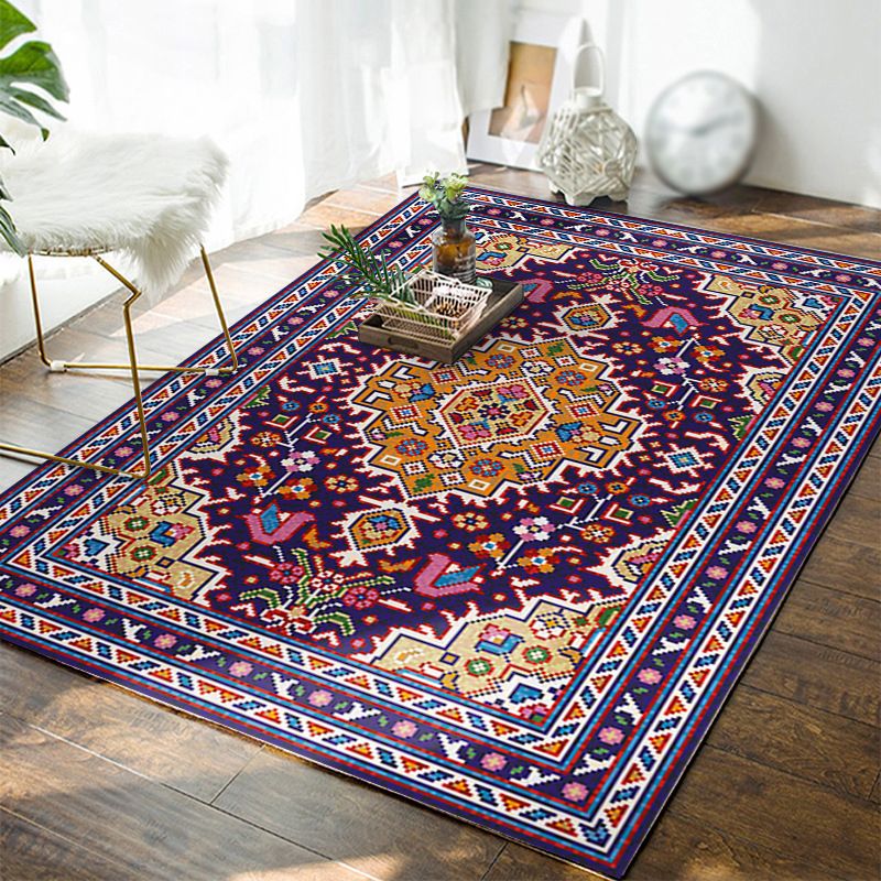 Moroccan Polyester Rug Multicolor Tribal Print Carpet Stain Resistant Indoor Rug for Home Decoration