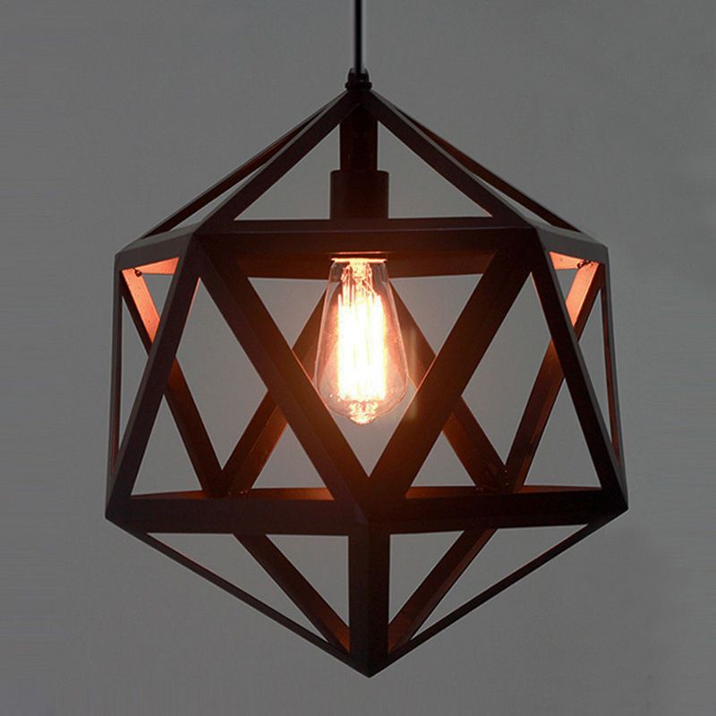 Geometrische metalen hanglamp verlichtingsarmatuur Vintage Style Restaurant Hangend plafondlicht in zwart