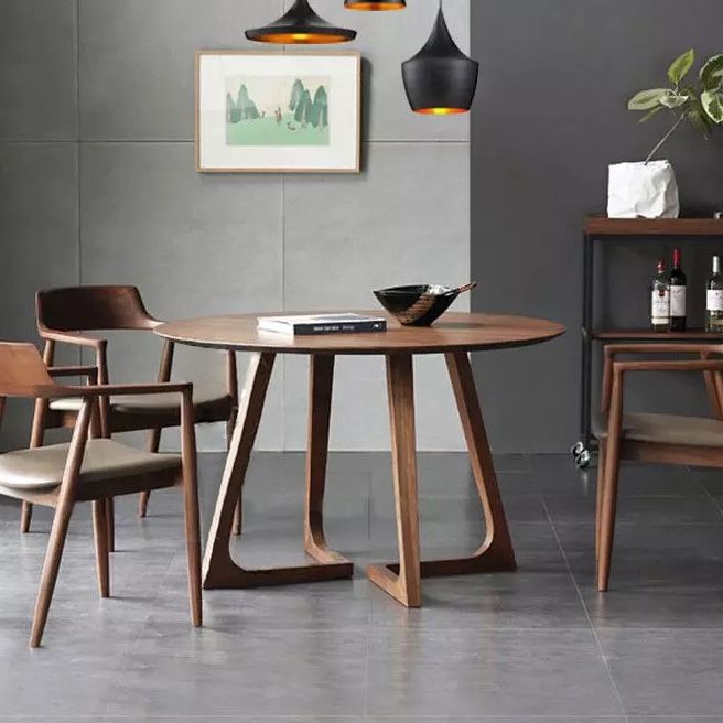 Modern Round Shape Solid Wood Dining Table Kitchen Standard Dining Table with Double Pedestal