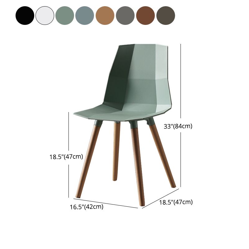 Nordic Design Plastic Dining Armless Chair Solid Back Chair with Wood Legs