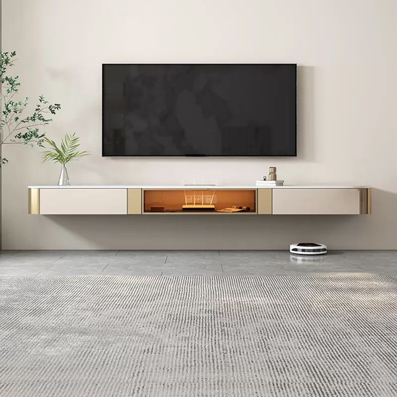 Stone TV Media Stand Contemporary TV Stand Console with Drawers