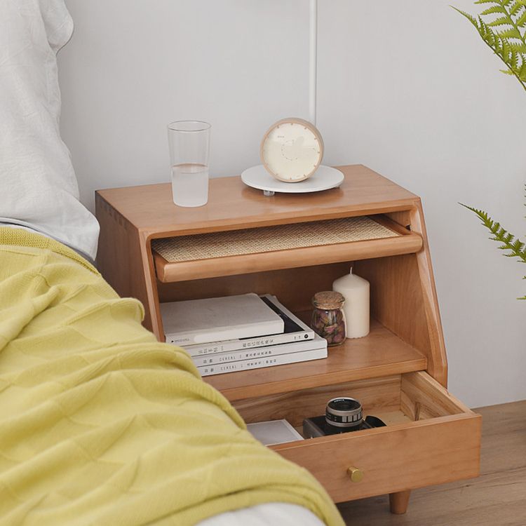 Modern Bed Nightstand Solid Wood Bedside Cabinet for Bedroom