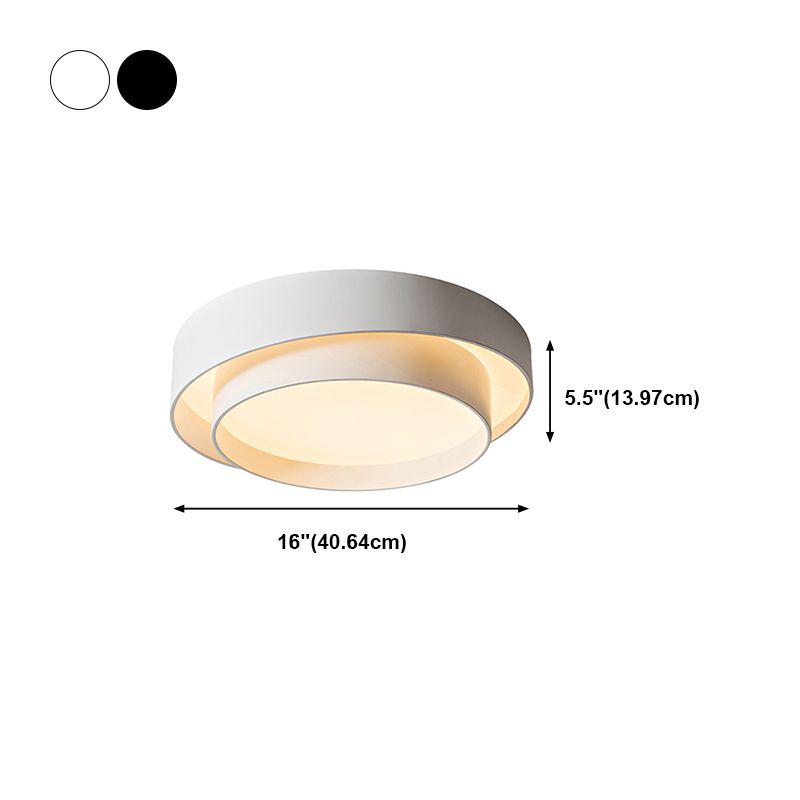 Contemporary Round Flush Light Metal 2 Light Flush Mount Ceiling Fixture