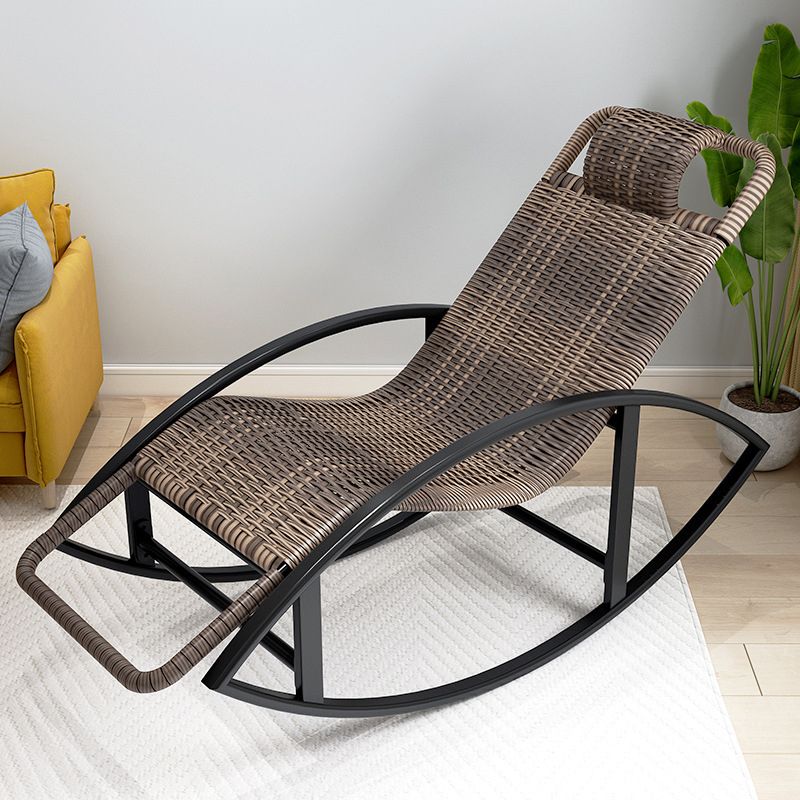 Modern Rocking Chair Woven Rope Rocker Chair With Gray Frame