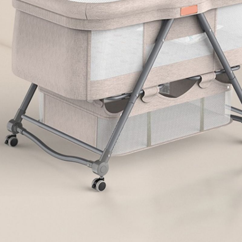 Gliding Crib Cradle Square Metal Cradle with 4 Wheels and Stand