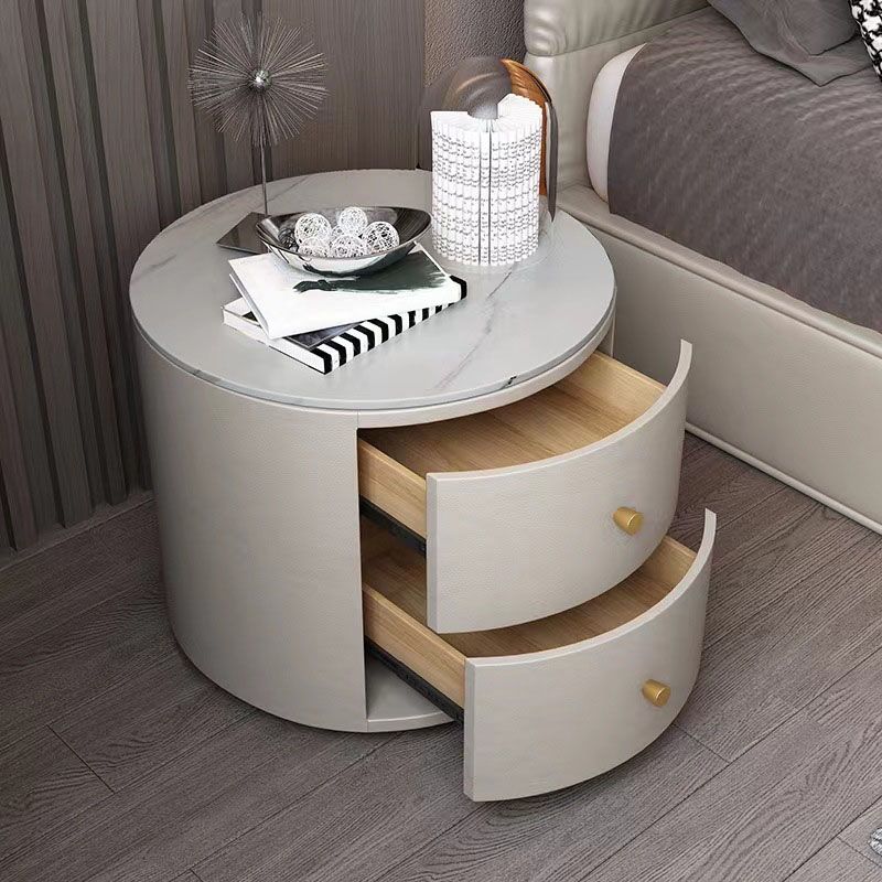 Modern Bed Nightstand Drawers Included Stone Night Table for Bedroom