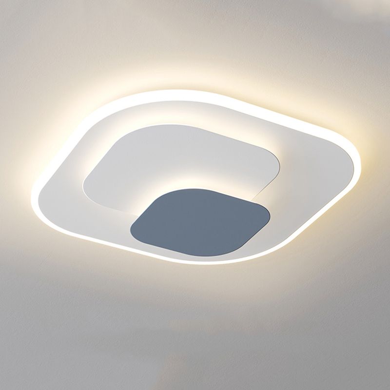 Modern Metal Flush Mount LED Geometric Shape Ceiling Light with Acrylic Shade for Bedroom