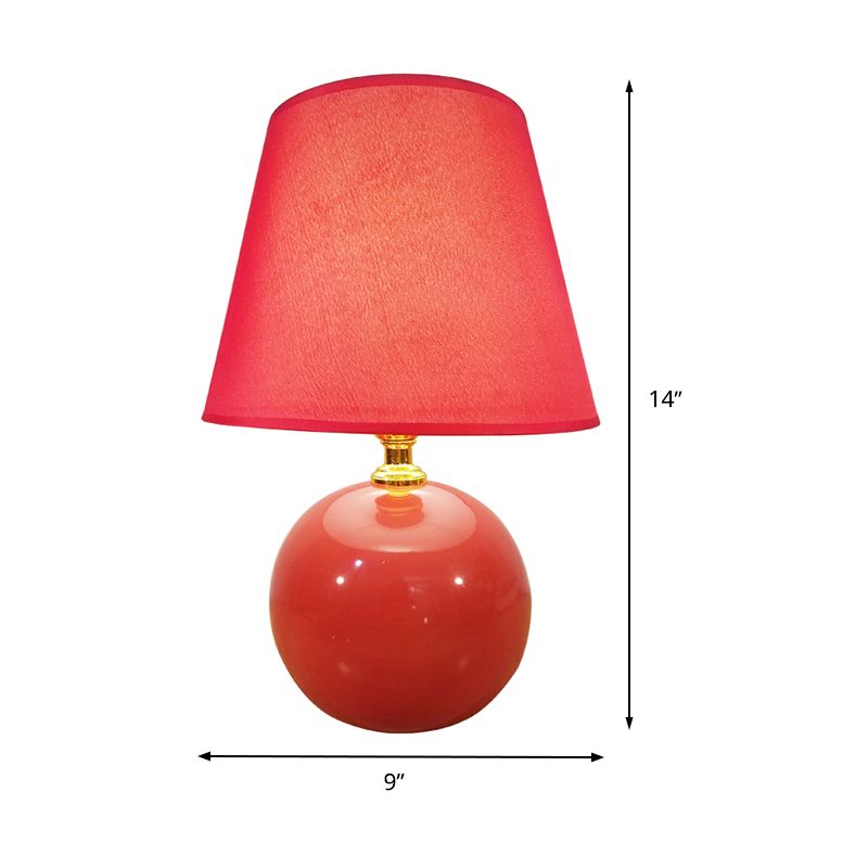 Large tâche d'épluche lumière moderniste tissu 1 tête rouge petite lampe de bureau avec base en céramique, 8 "/ 9" de large