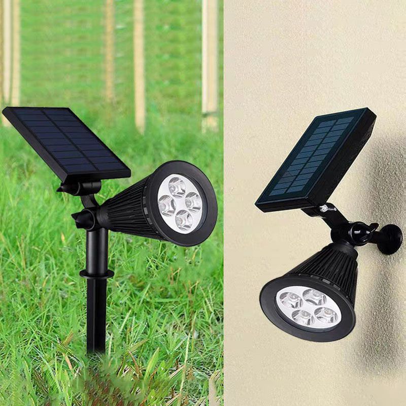 Conical Solar LED Stake Lighting Minimalist Plastic Garden Ground Spotlight in Black