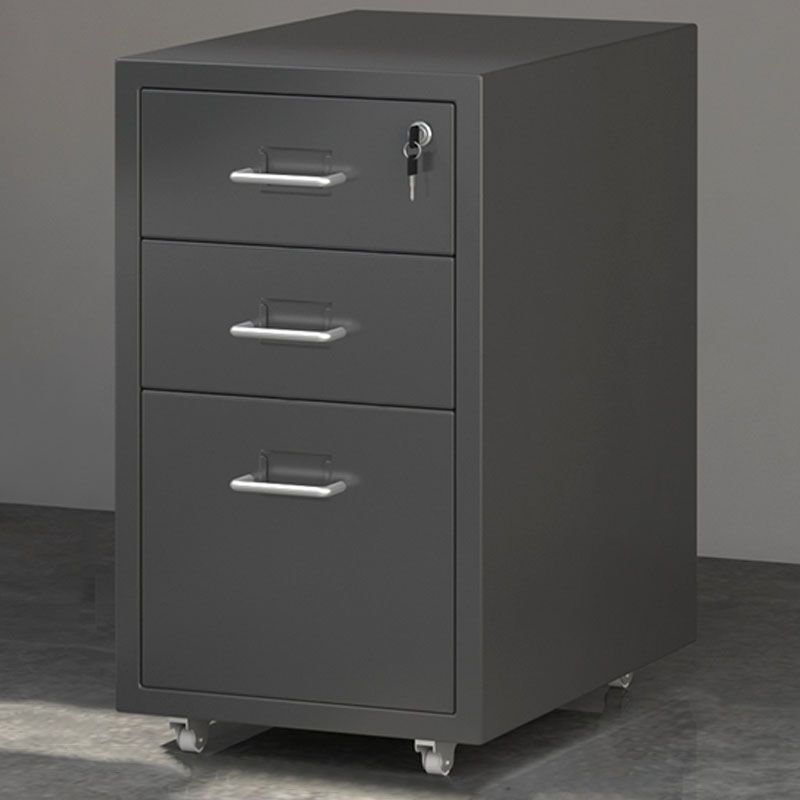 Home Office File Cabinet Modern Solid Color Metal Filing Cabinet On Castors