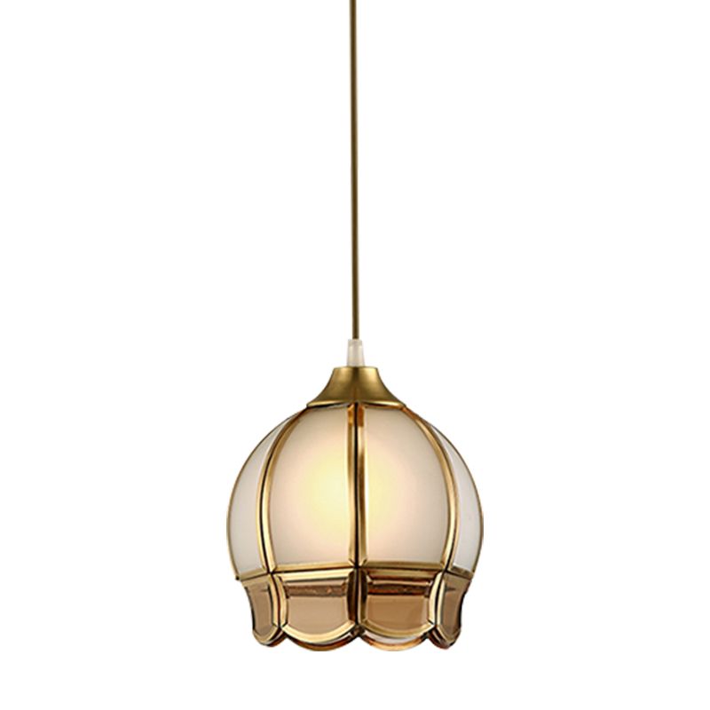 Goud 1 kop hanglampverlichting retro matglas glazen bud plafond suspensielampje