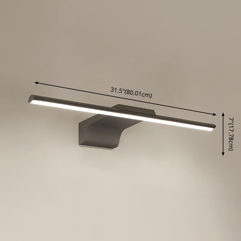 Metal Linear Shade Mirro Wall Lights Modern 1 Head Wall Mount Fixture in Black